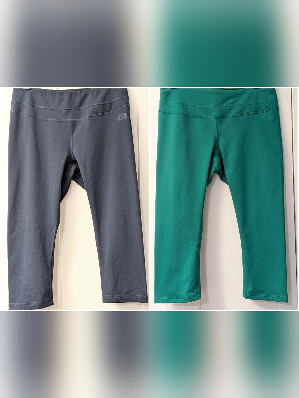 THE NORTH FACE, Capri Leggings - Navy & Emerald Green, Size Large, GUC
